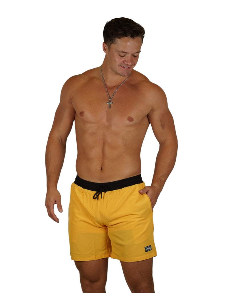 PAPI MEN TRUNKS 5.5" & 7.5" STRETCH- YELLOW - Berry Beachy Swimwear