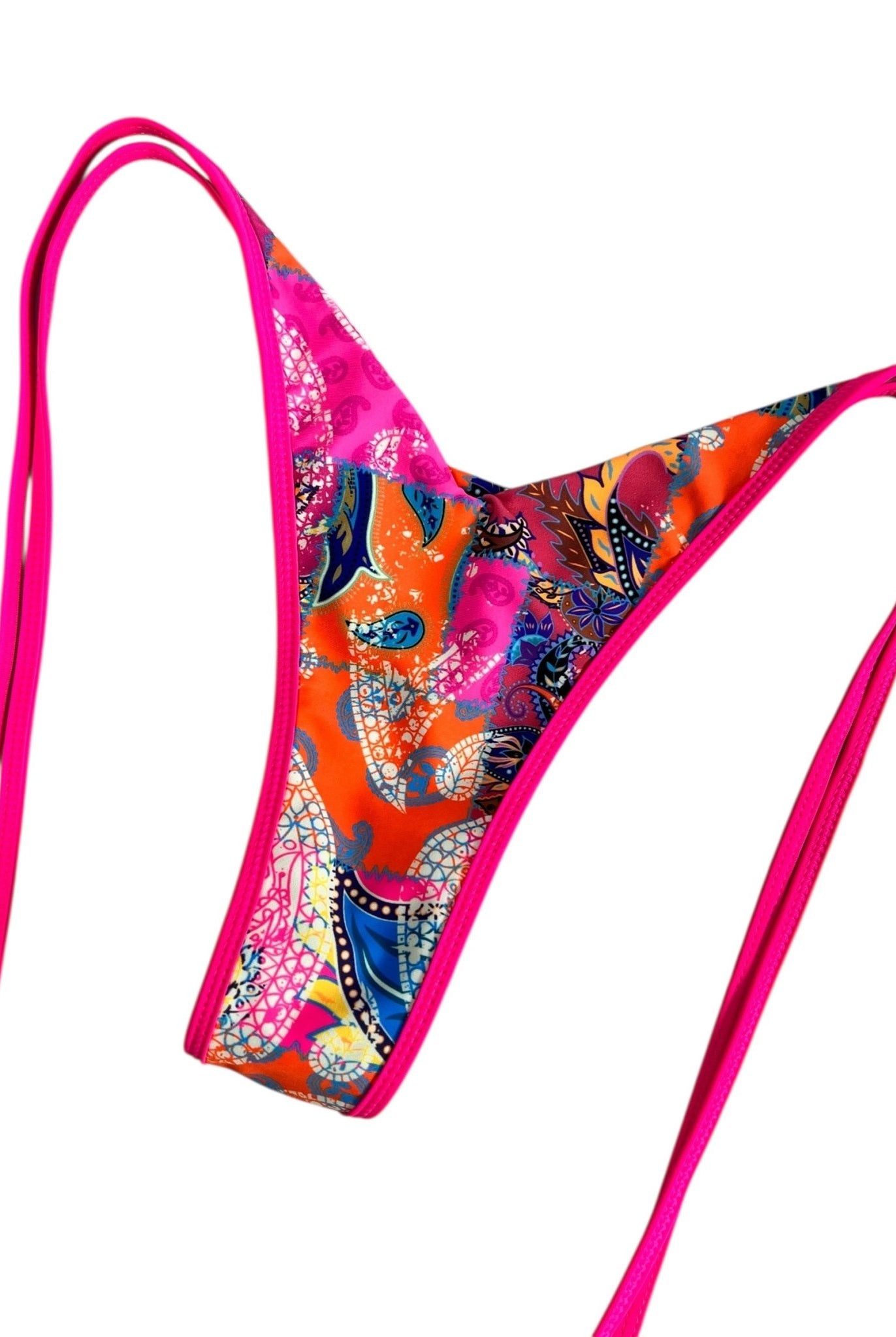 BANDANA BAY LINED V CUT THONG BOTTOM - Berry Beachy Swimwear