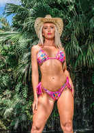 BANDANA BAY LINED V CUT THONG BOTTOM - Berry Beachy Swimwear