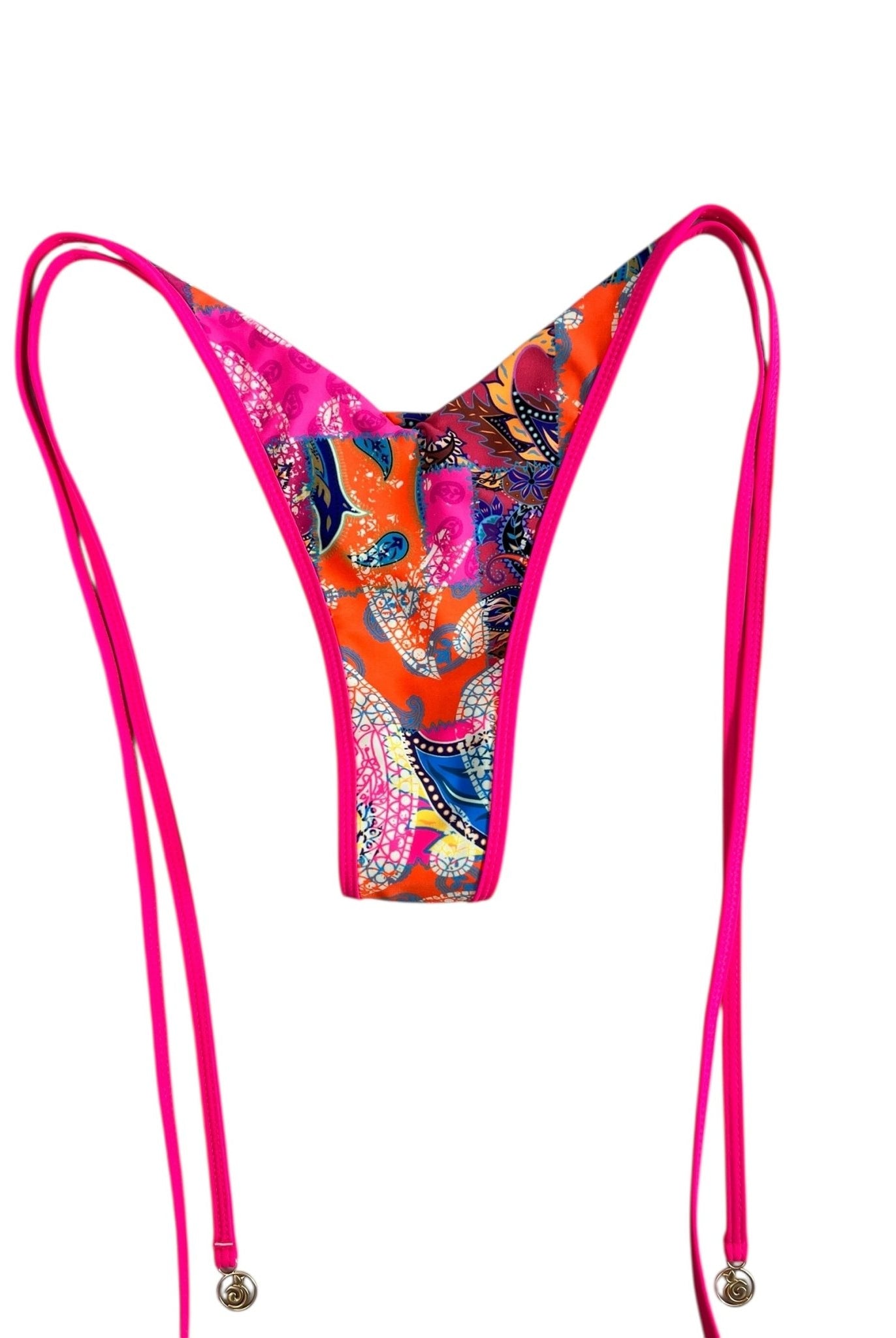 BANDANA BAY LINED V CUT THONG BOTTOM - Berry Beachy Swimwear