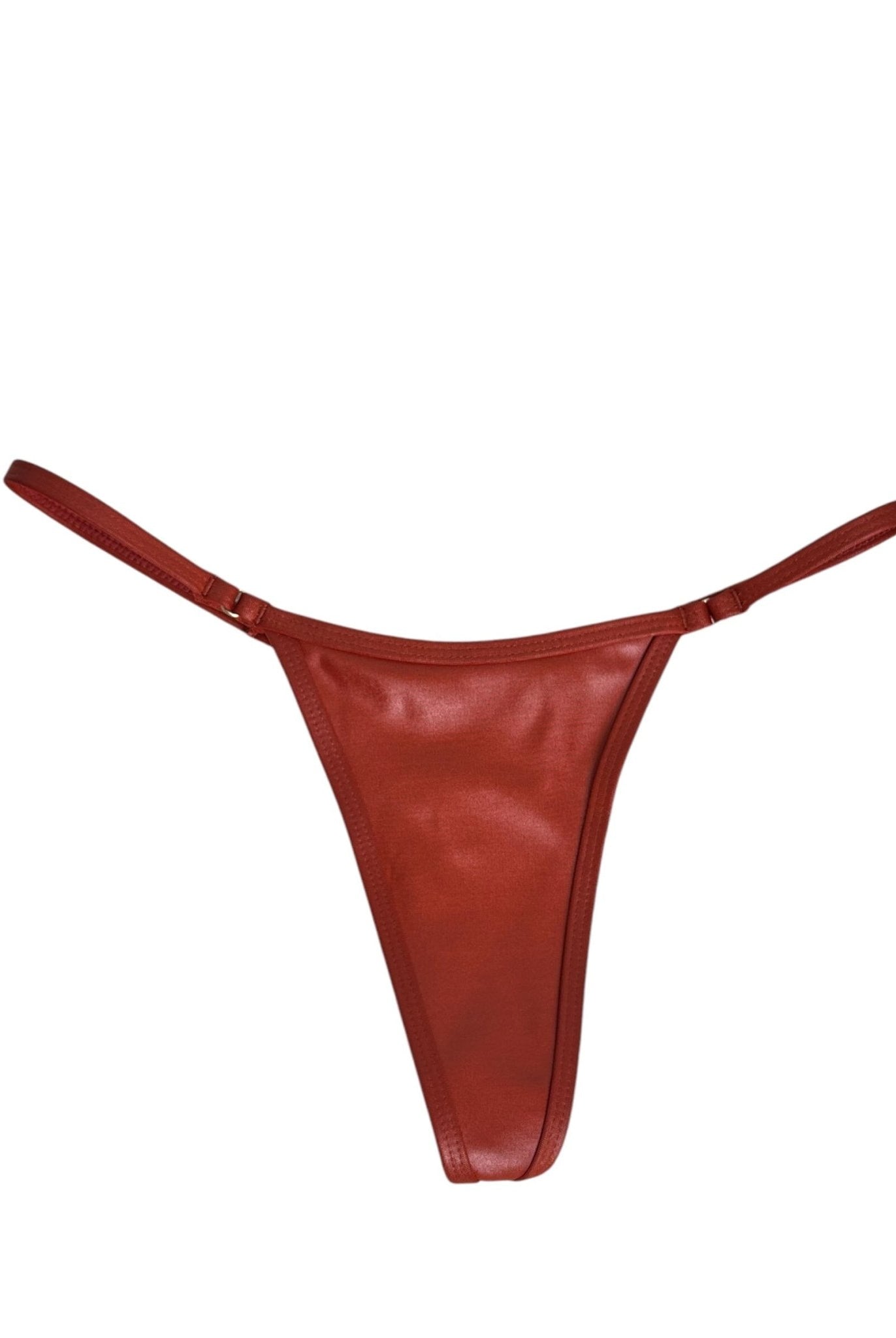 BARELY THERE MICRO THONG BOTTOM - BURNT ORANGE LEATHER - Berry Beachy Swimwear