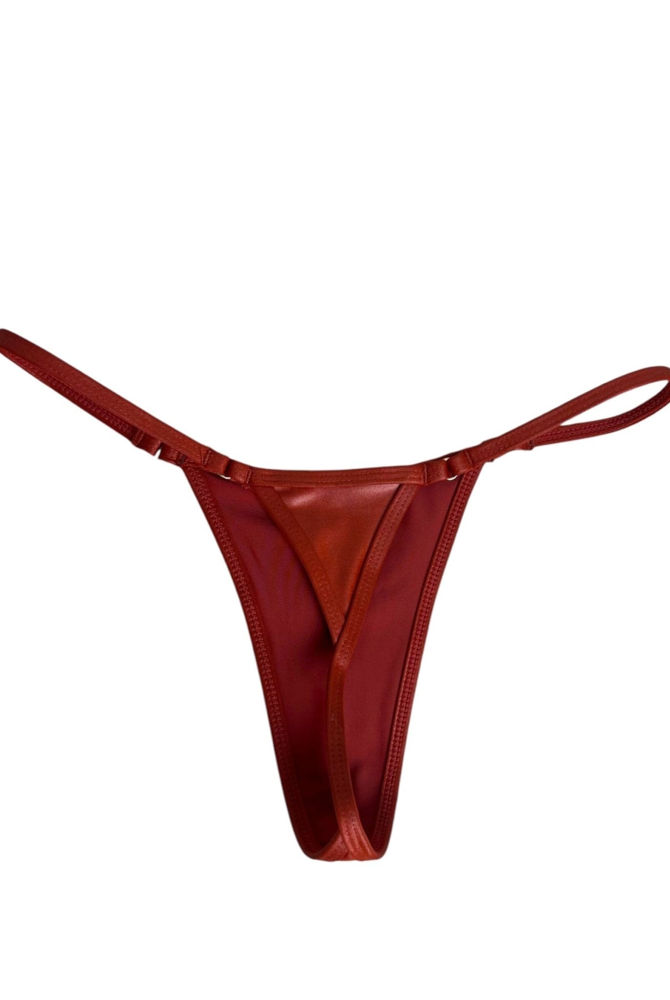 BARELY THERE MICRO THONG BOTTOM - BURNT ORANGE LEATHER - Berry Beachy Swimwear