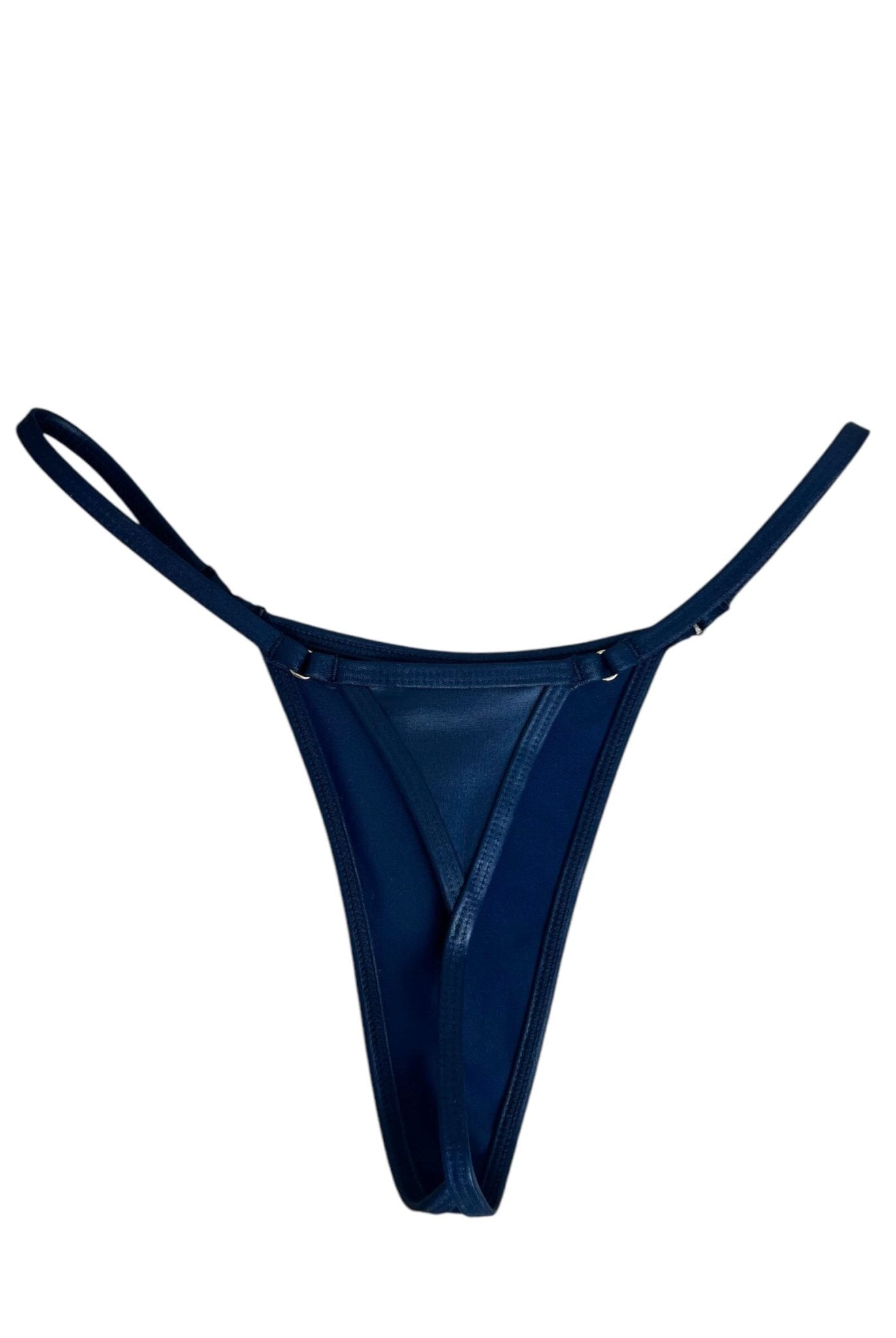 BARELY THERE MICRO THONG BOTTOM - LEATHER BLUE - Berry Beachy Swimwear