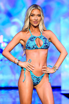 BEACHELLA CHEEKY SCRUNCH BOTTOM - BLUE SEQUIN - Berry Beachy Swimwear