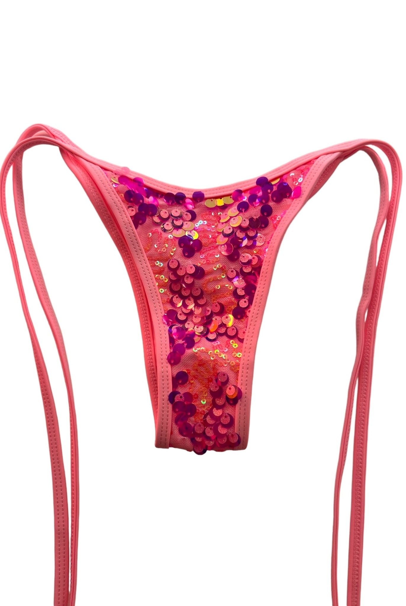 BEACHELLA CHEEKY SCRUNCH BOTTOM - PINK SEQUIN - Berry Beachy Swimwear