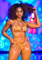 BEACHELLA TRIANGLE TOP - ORANGE SEQUIN - Berry Beachy Swimwear