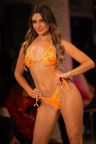 BEACHELLA TRIANGLE TOP - ORANGE SEQUIN - Berry Beachy Swimwear