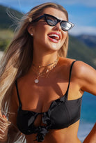 CELINE RUFFLE TOP - BLACK - Berry Beachy Swimwear