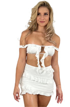 CELINE RUFFLE TOP - WHITE - Berry Beachy Swimwear