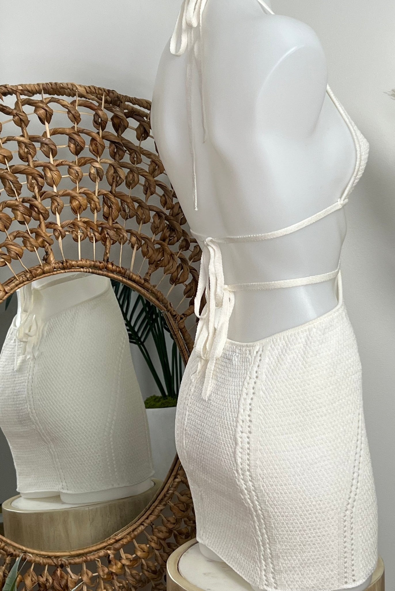 CROCHET BEACH MINI DRESS - WHITE - Berry Beachy Swimwear