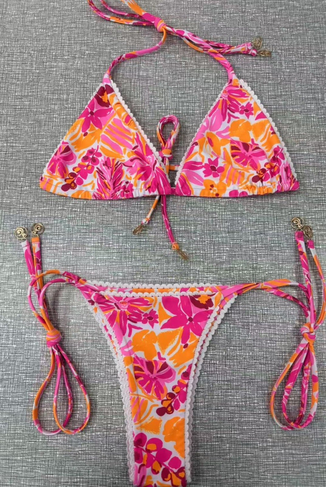 DENIM DAZE V CUT LINED THONG BOTTOM - Berry Beachy Swimwear