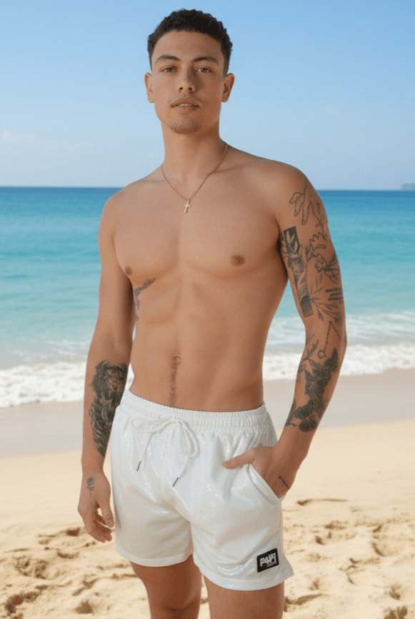 ISLAND VIPER TRUNKS 5.5" & 7.5" STRETCH - WHITE - Berry Beachy Swimwear