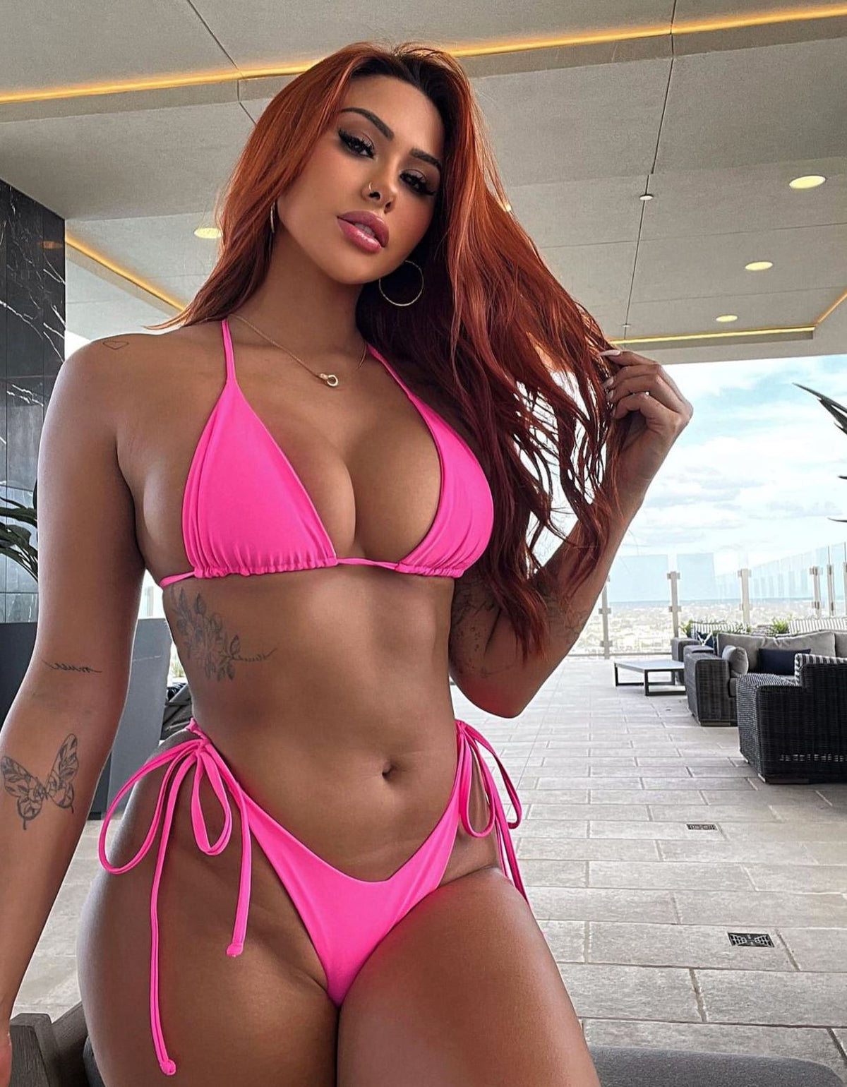 JUICY TRIANGLE TOP - PINK JELLY - Berry Beachy Swimwear