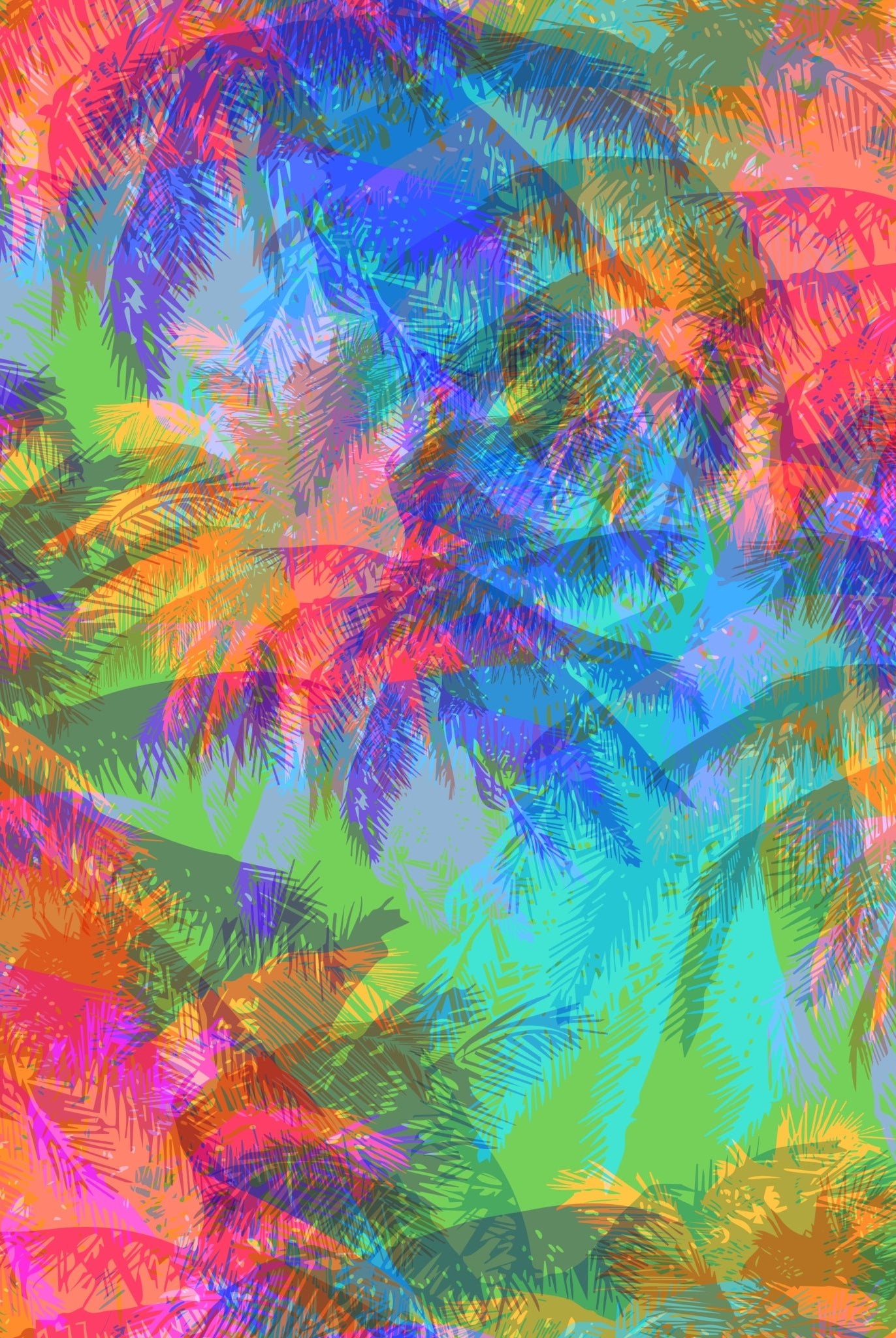NEON PALMS LINED TRIANGLE TOP - Berry Beachy Swimwear