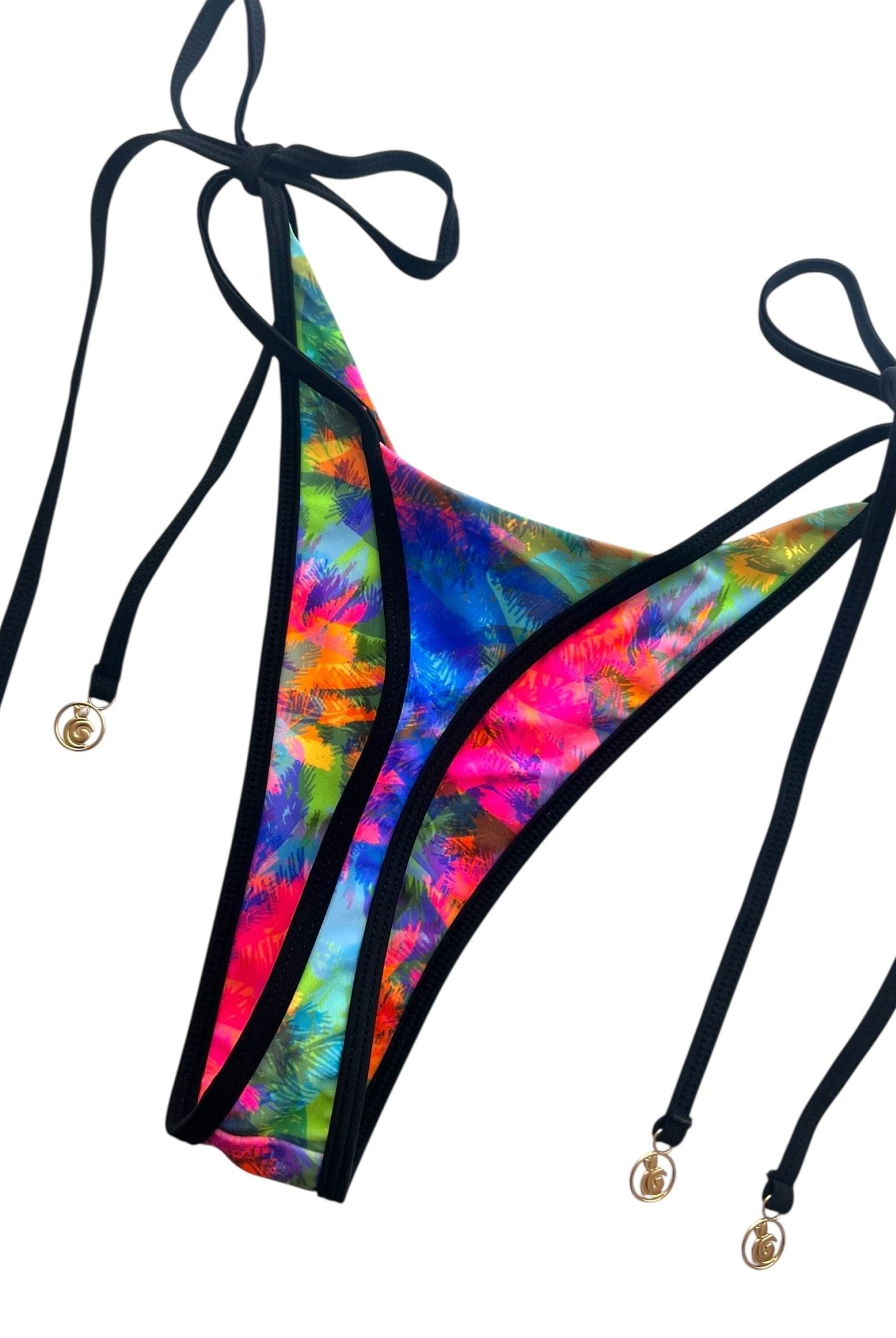 NEON PALMS LINED V CUT THONG - Berry Beachy Swimwear