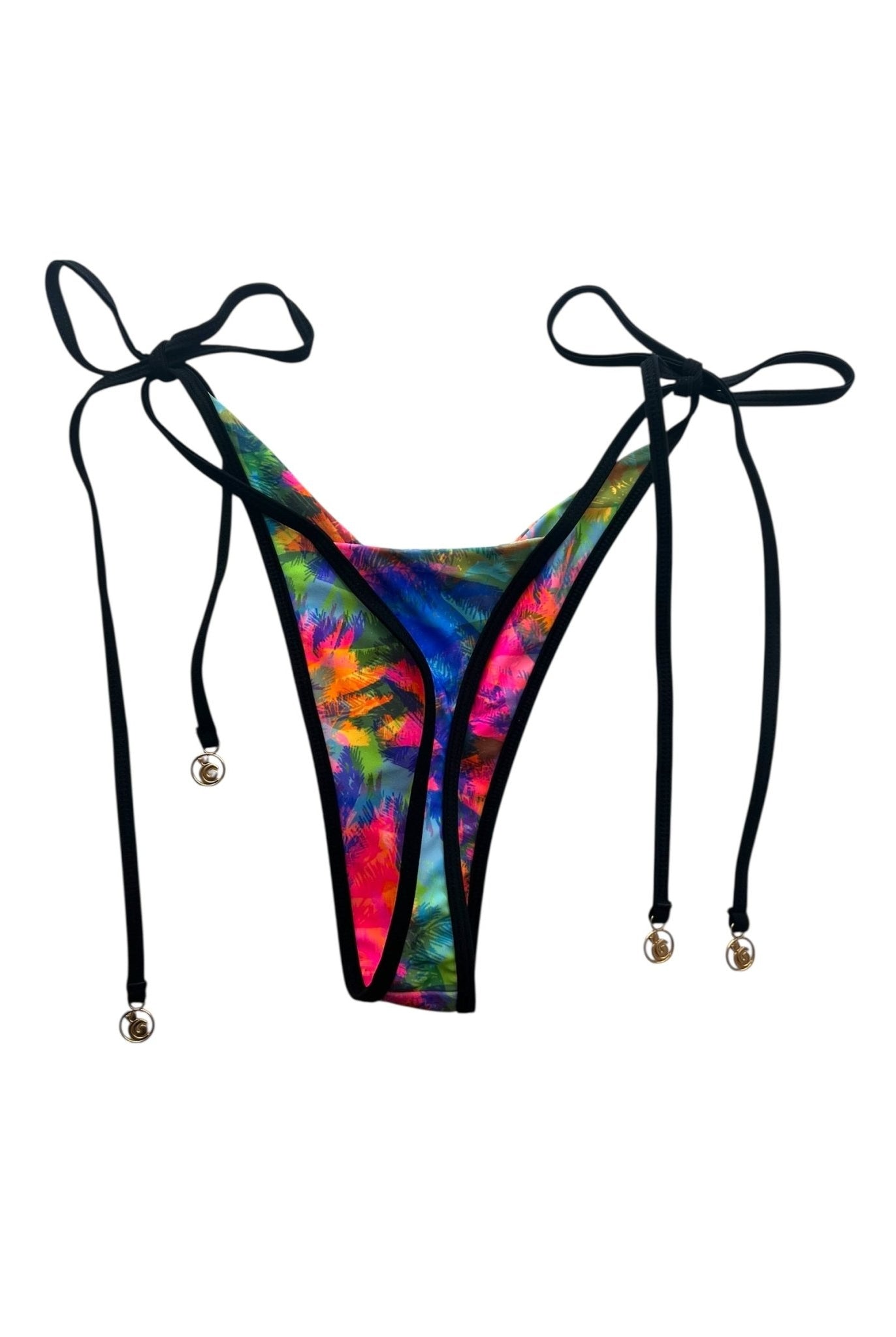 NEON PALMS LINED V CUT THONG - Berry Beachy Swimwear