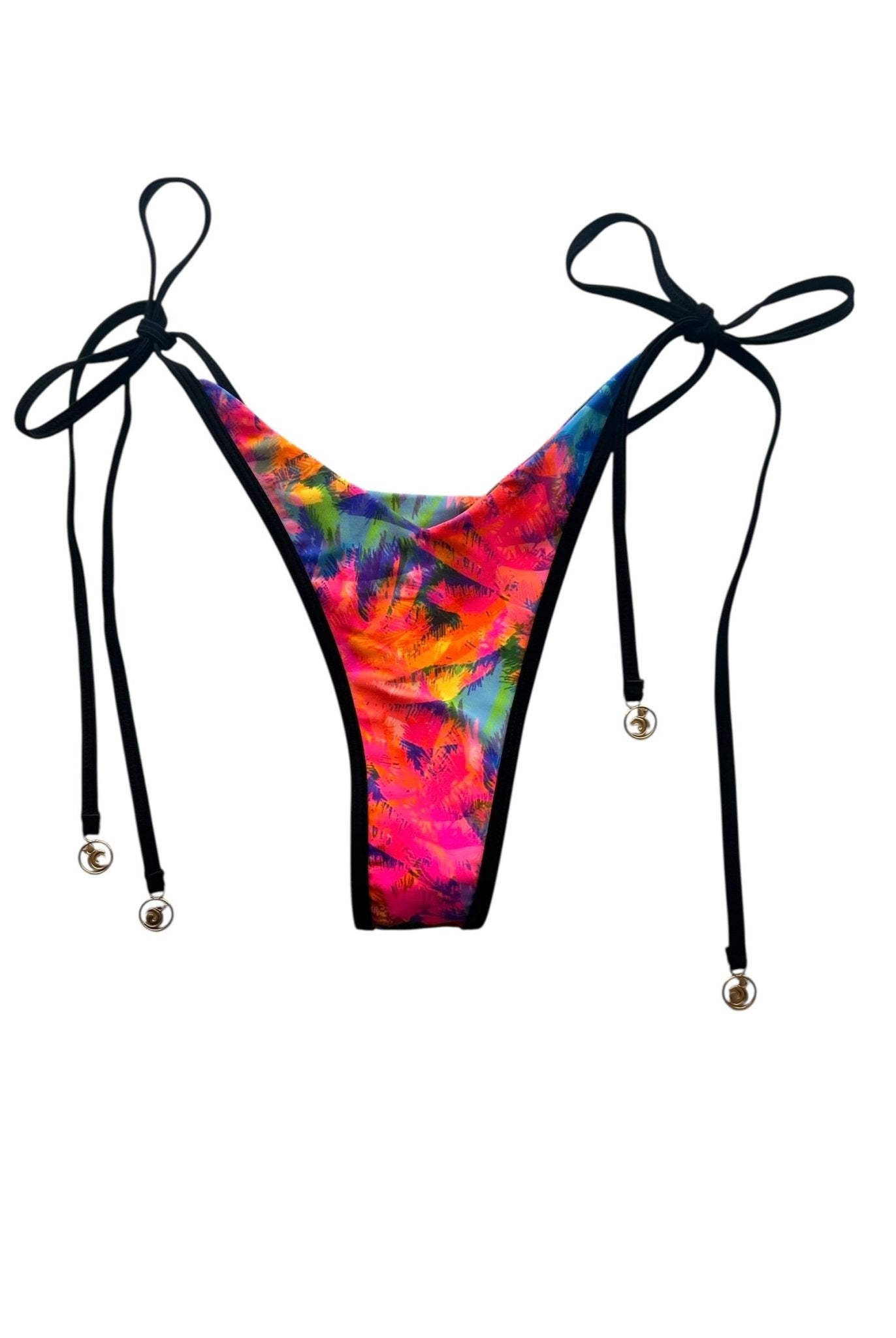 NEON PALMS LINED V CUT THONG - Berry Beachy Swimwear