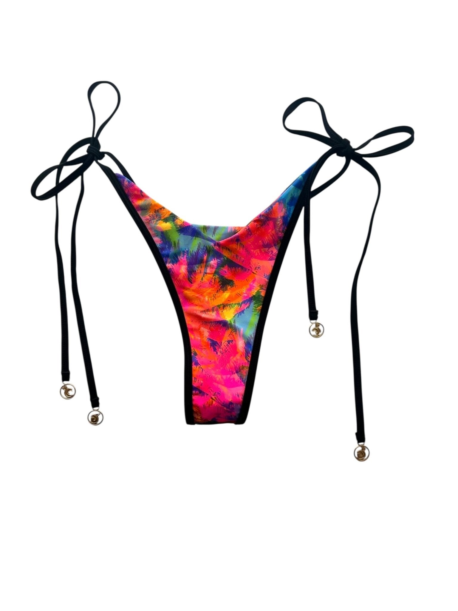 NEON PALMS LINED V CUT THONG - Berry Beachy Swimwear
