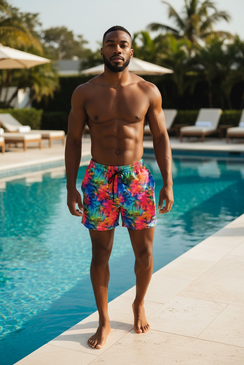 NEON PALMS TRUNKS 5.5" & 7.5" STRETCH - Berry Beachy Swimwear