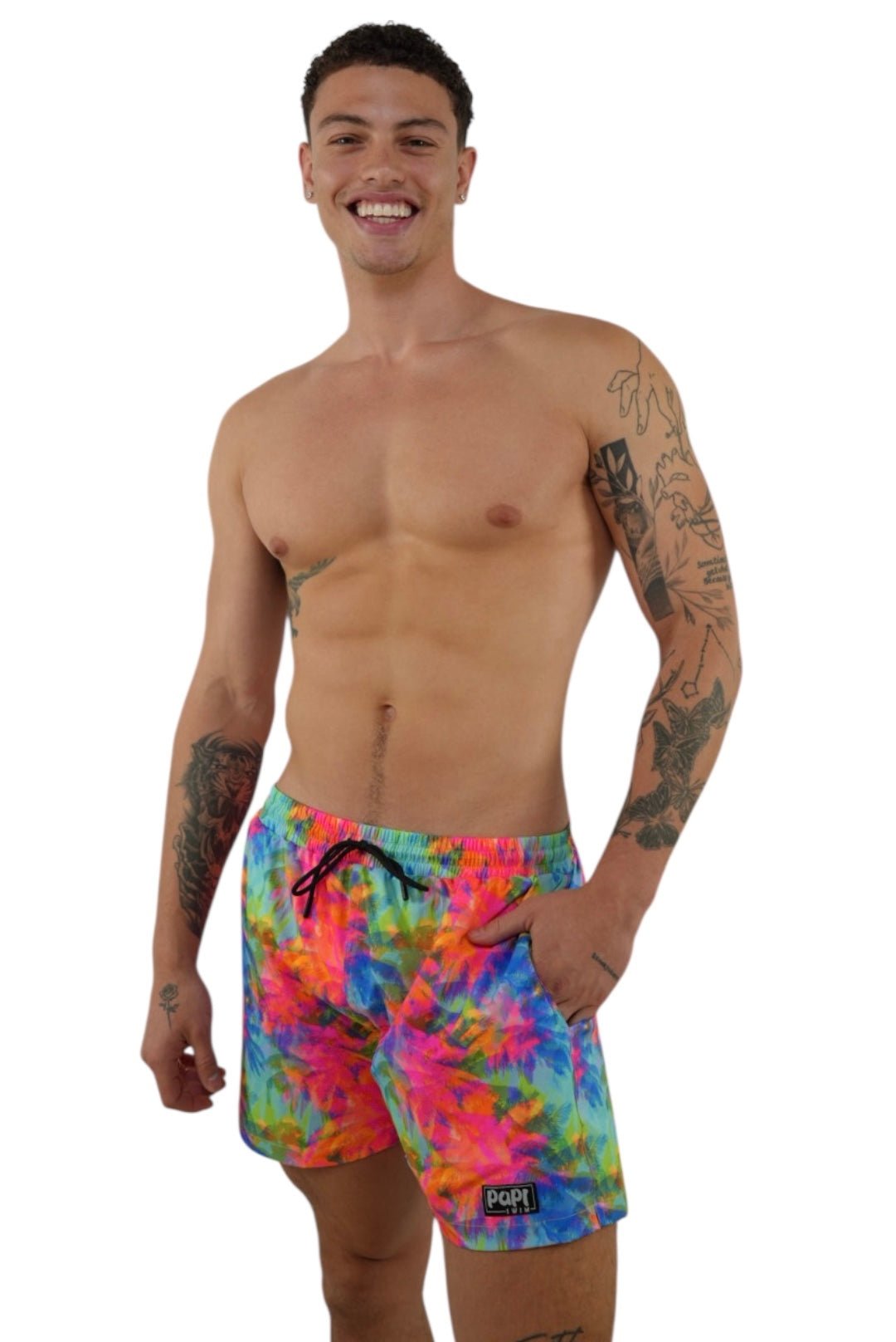 NEON PALMS TRUNKS 5.5" & 7.5" STRETCH - Berry Beachy Swimwear