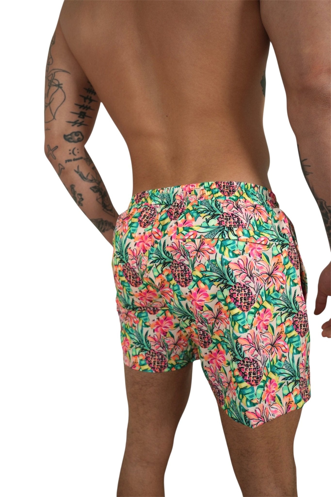PINEAPPLE BLOOM TRUNKS 5.5" & 7.5" STRETCH - Berry Beachy Swimwear