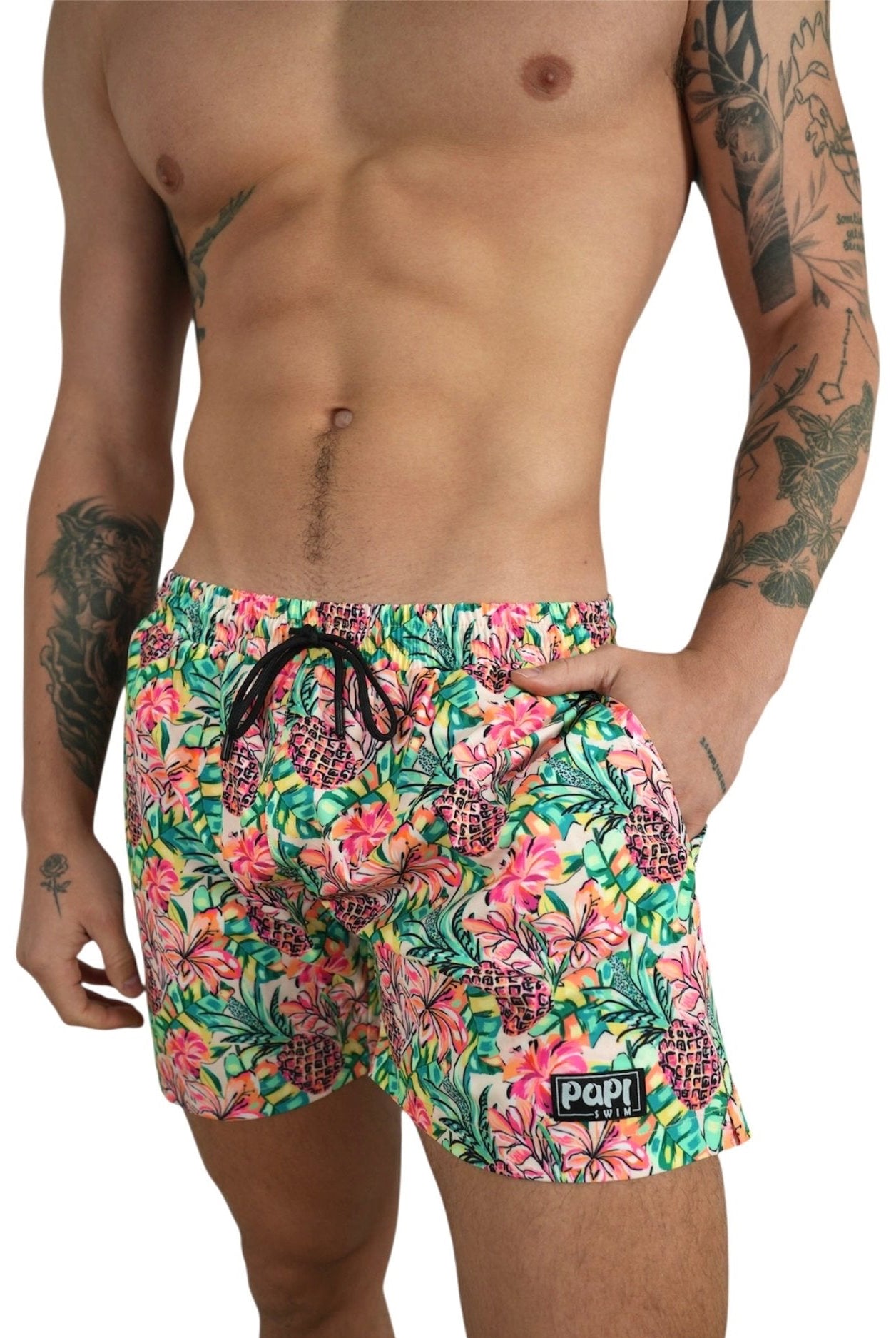 PINEAPPLE BLOOM TRUNKS 5.5" & 7.5" STRETCH - Berry Beachy Swimwear