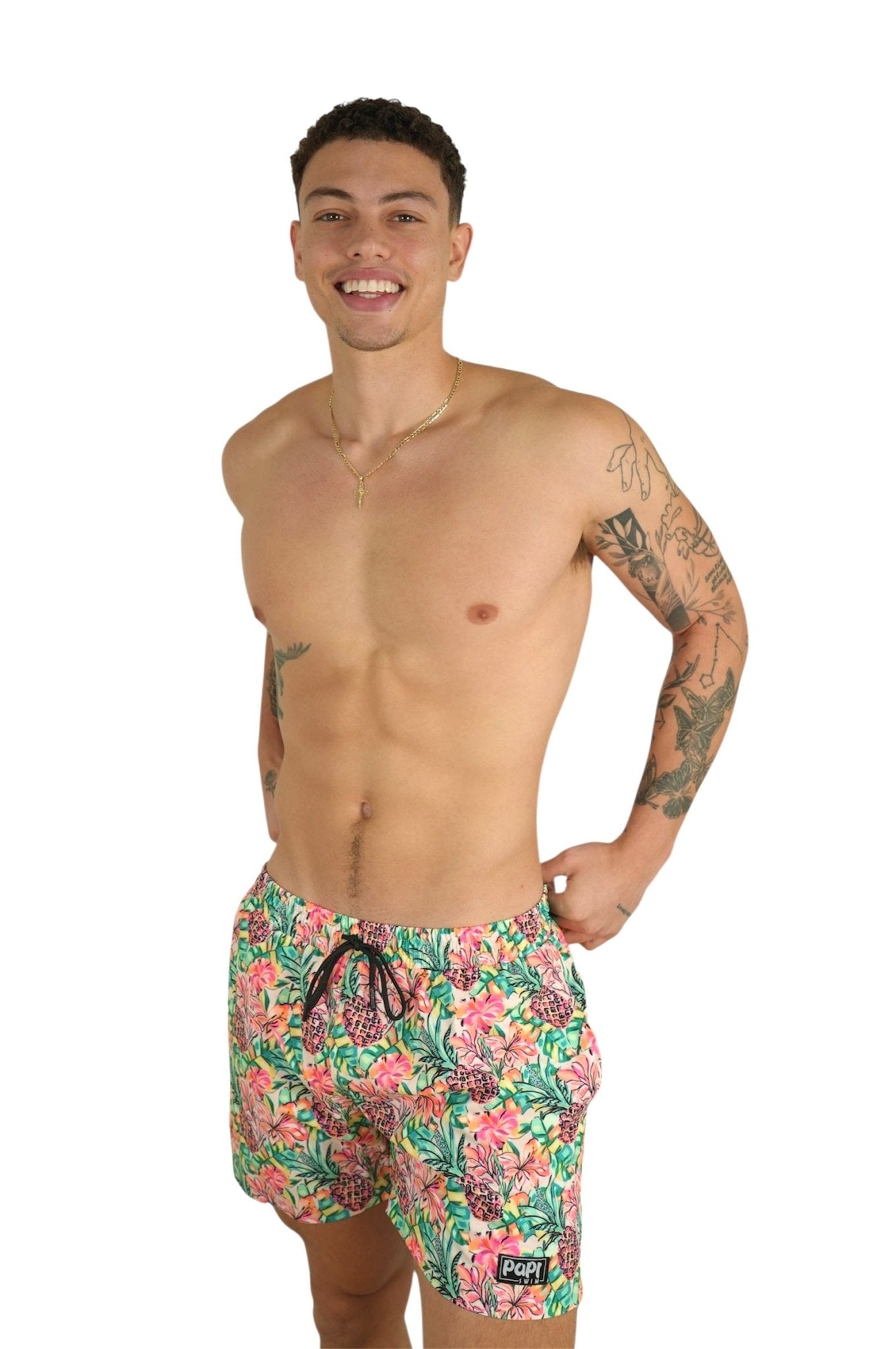 PINEAPPLE BLOOM TRUNKS 5.5" & 7.5" STRETCH - Berry Beachy Swimwear