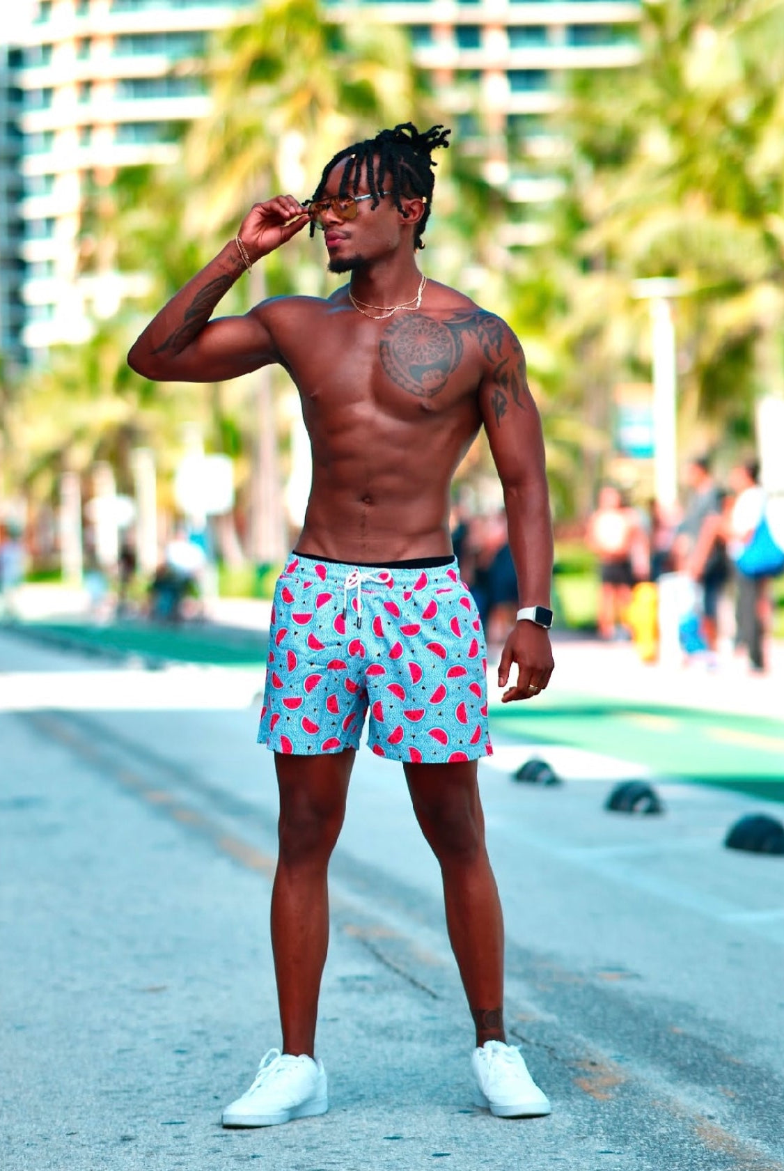 RETRO MELON MEN TRUNKS 5.5" & 7.5" STRETCH - Berry Beachy Swimwear
