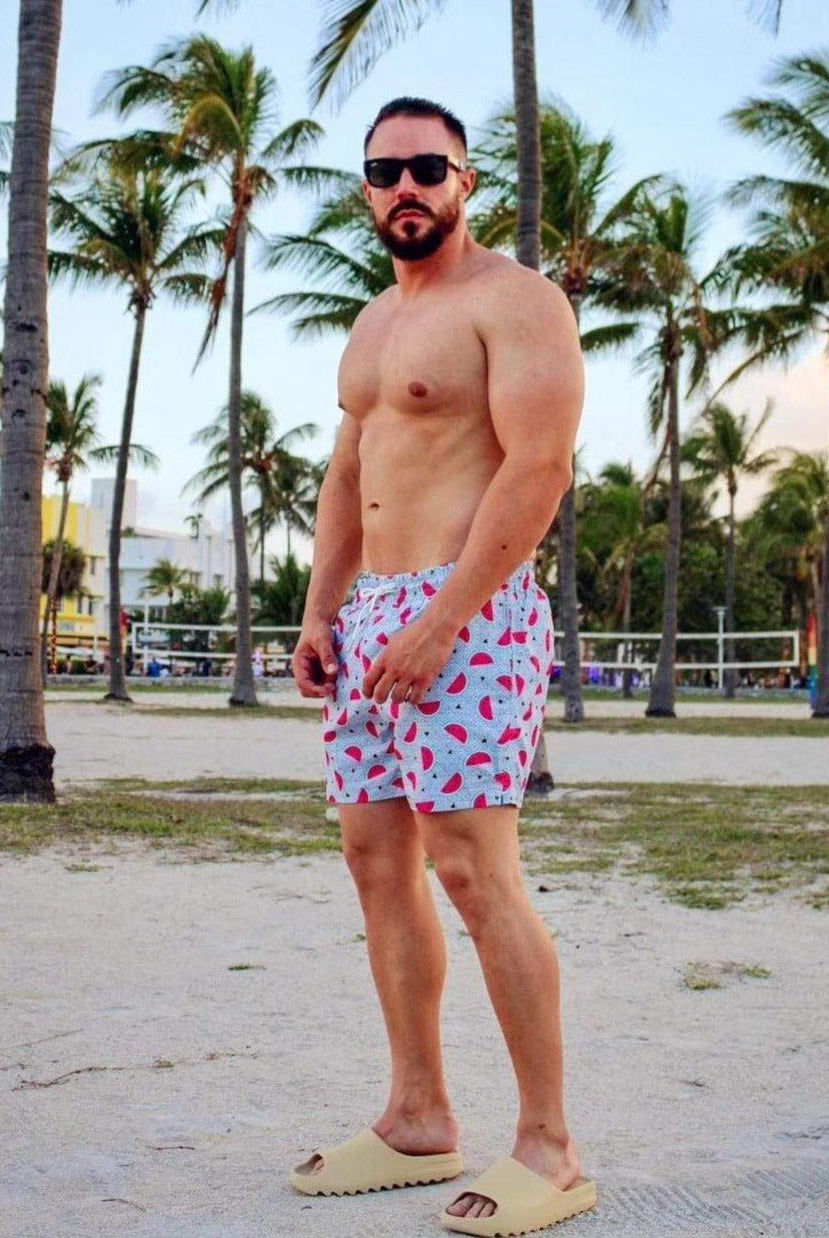 RETRO MELON MEN TRUNKS 5.5" & 7.5" STRETCH - Berry Beachy Swimwear