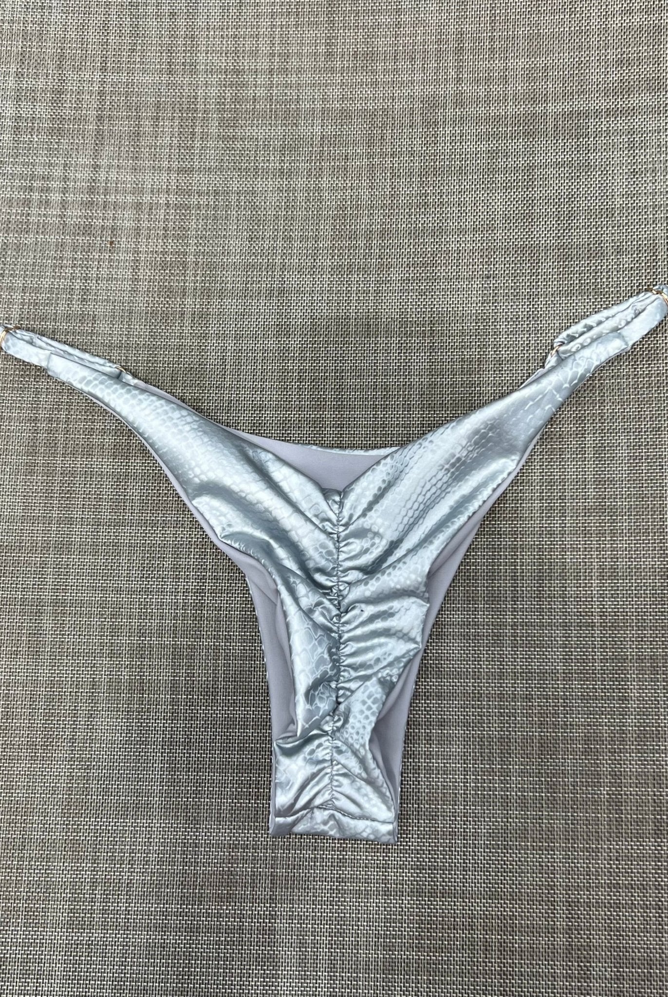 SLYTHER CHEEKY SCRUNCH BOTTOM SILVER - Berry Beachy Swimwear