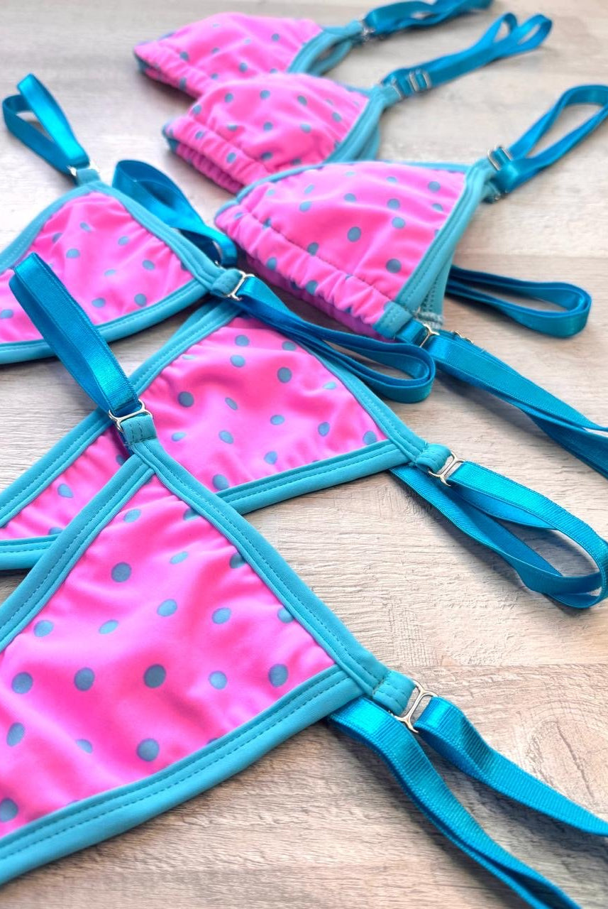 SUN KISSED TANNING BIKINI SET - FLAMINGO SPLASH - Berry Beachy Swimwear