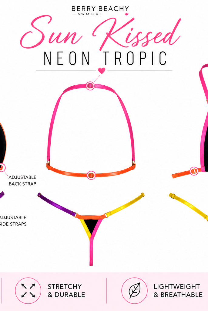 SUN KISSED TANNING BIKINI SET - NEON TROPIC - Berry Beachy Swimwear