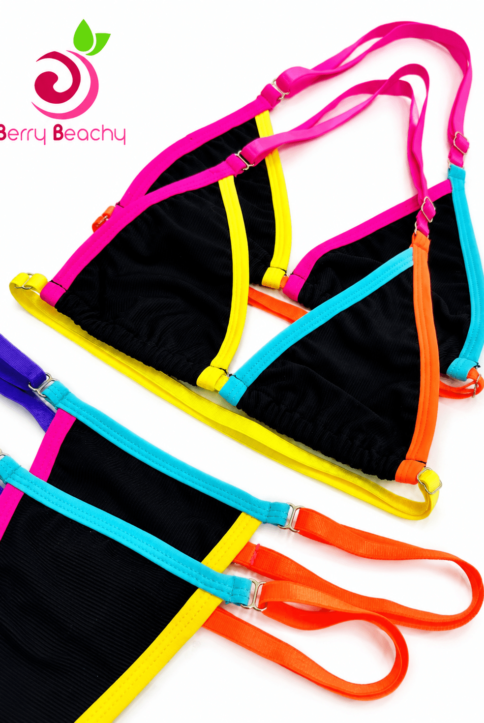 SUN KISSED TANNING BIKINI SET - NEON TROPIC - Berry Beachy Swimwear