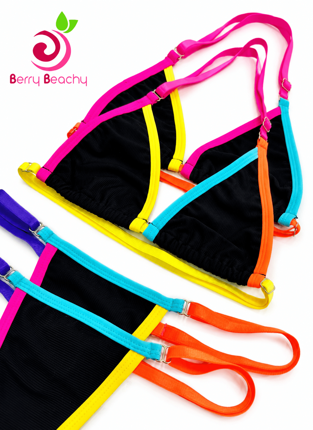 SUN KISSED TANNING BIKINI SET - NEON TROPIC - Berry Beachy Swimwear