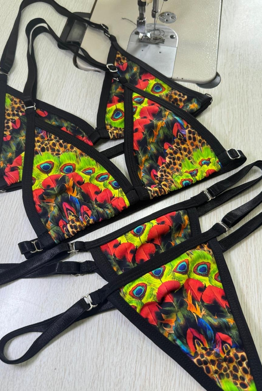 SUN KISSED TANNING BIKINI SET - PEACOCK PARADISE - Berry Beachy Swimwear