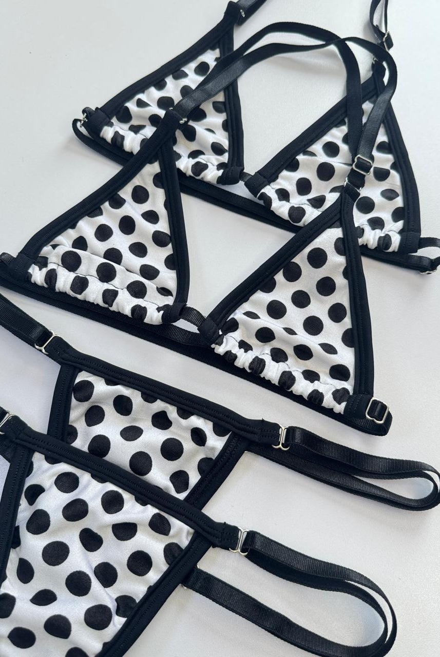 SUN KISSED TANNING BIKINI SET - POLKA PARADISE - Berry Beachy Swimwear