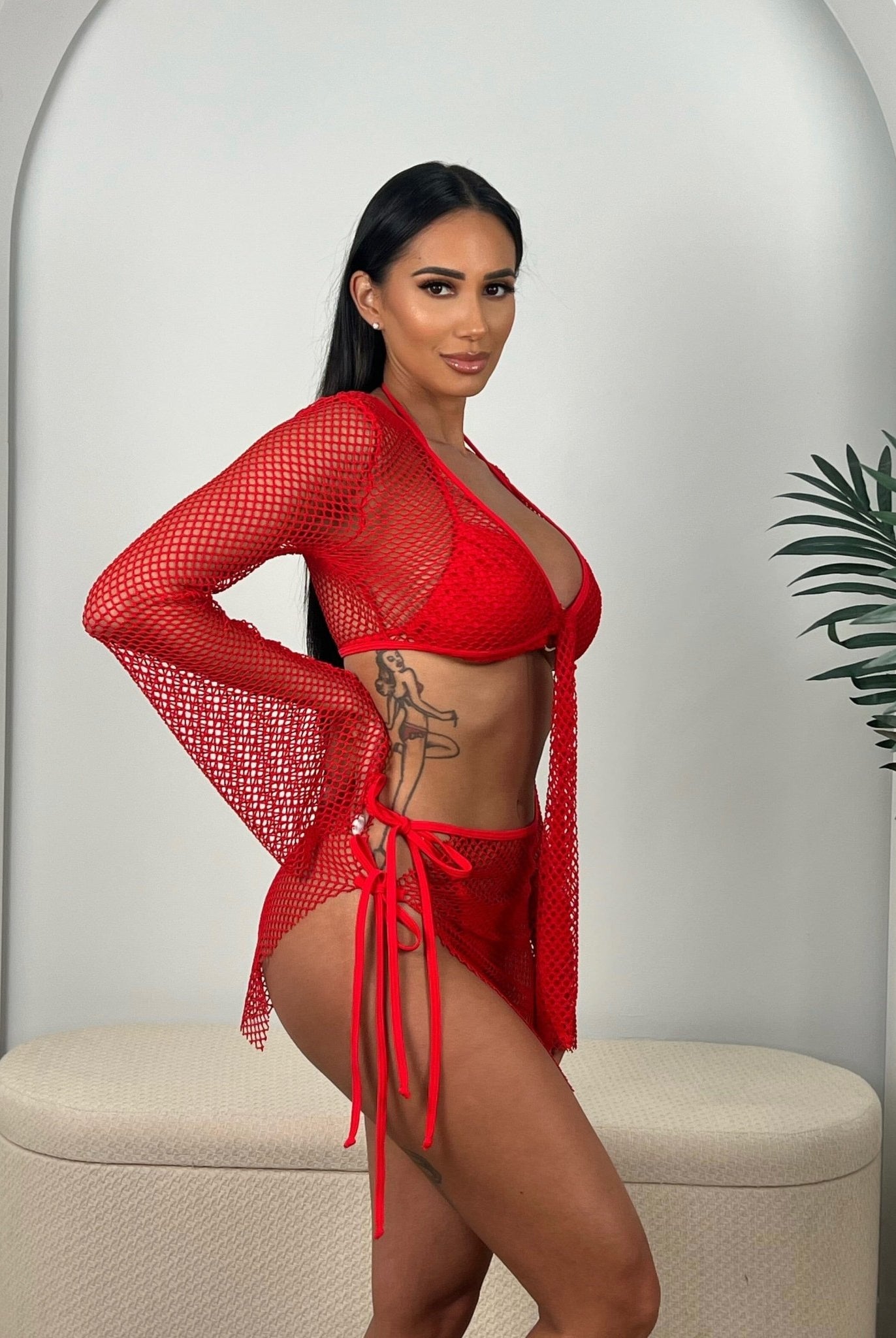 TULUM COVER UP TOP - RED - Berry Beachy Swimwear