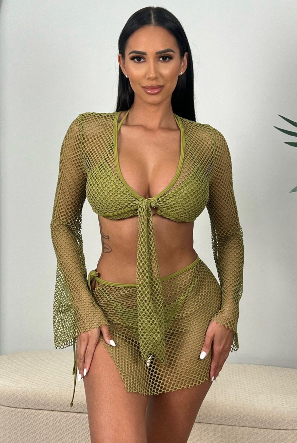 TULUM COVER UP TOP - SAGE - Berry Beachy Swimwear
