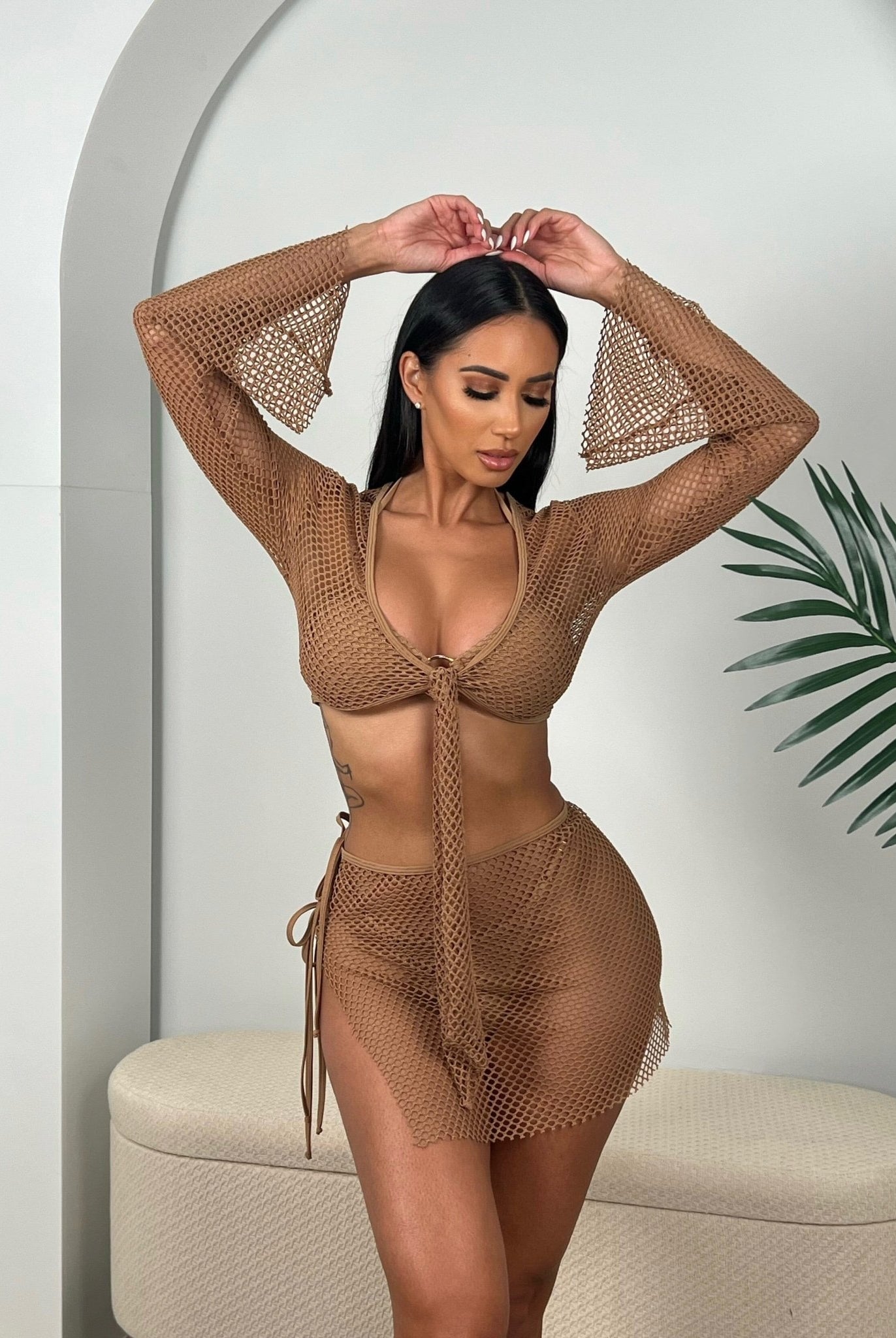 TULUM COVER UP TOP - TAN - Berry Beachy Swimwear