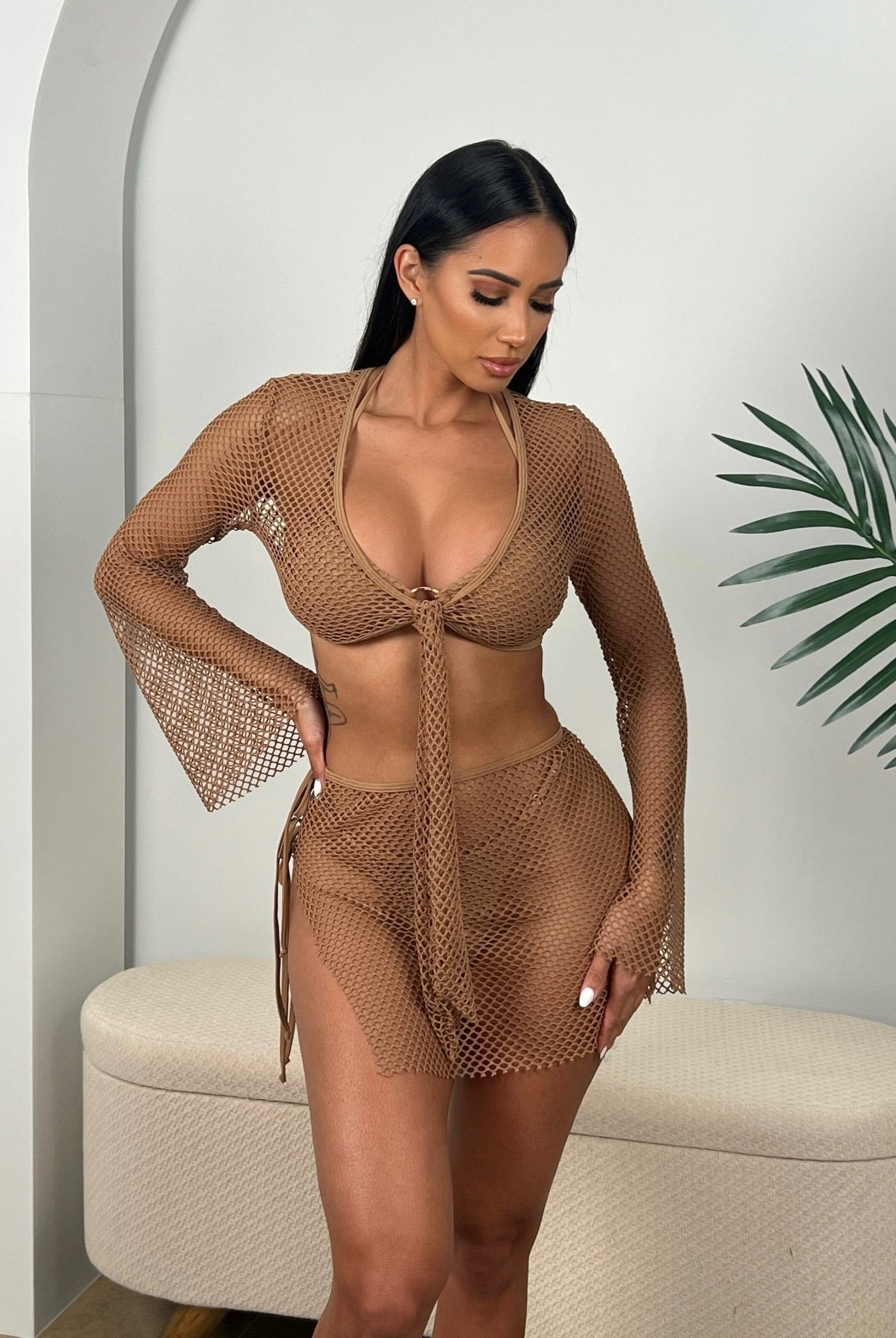 TULUM COVER UP TOP - TAN - Berry Beachy Swimwear