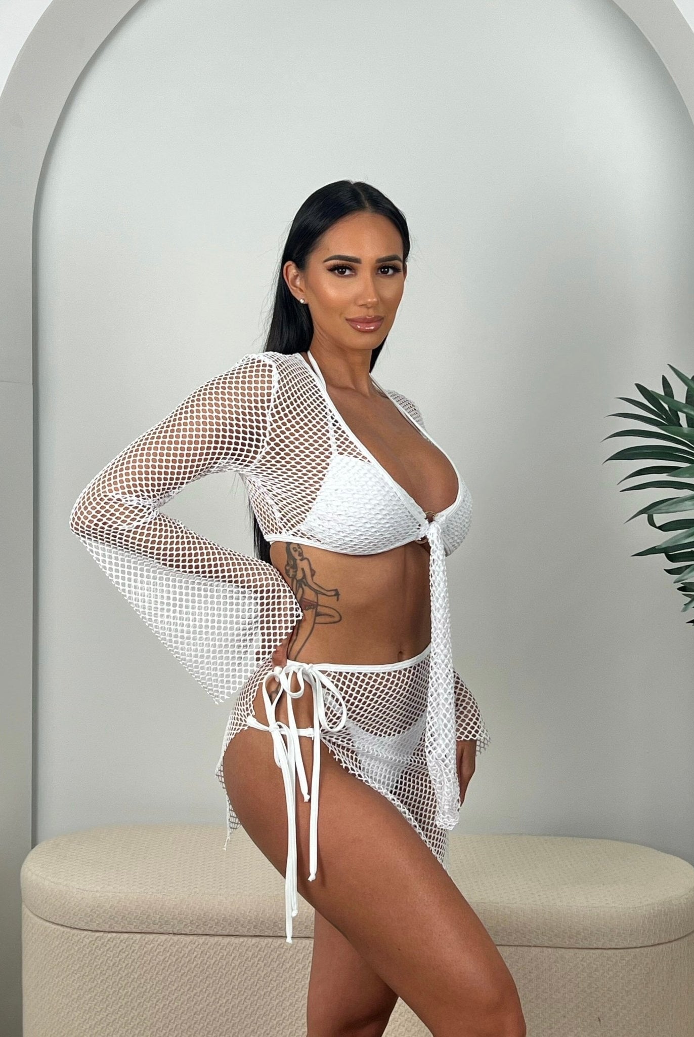 TULUM COVER UP TOP - WHITE - Berry Beachy Swimwear