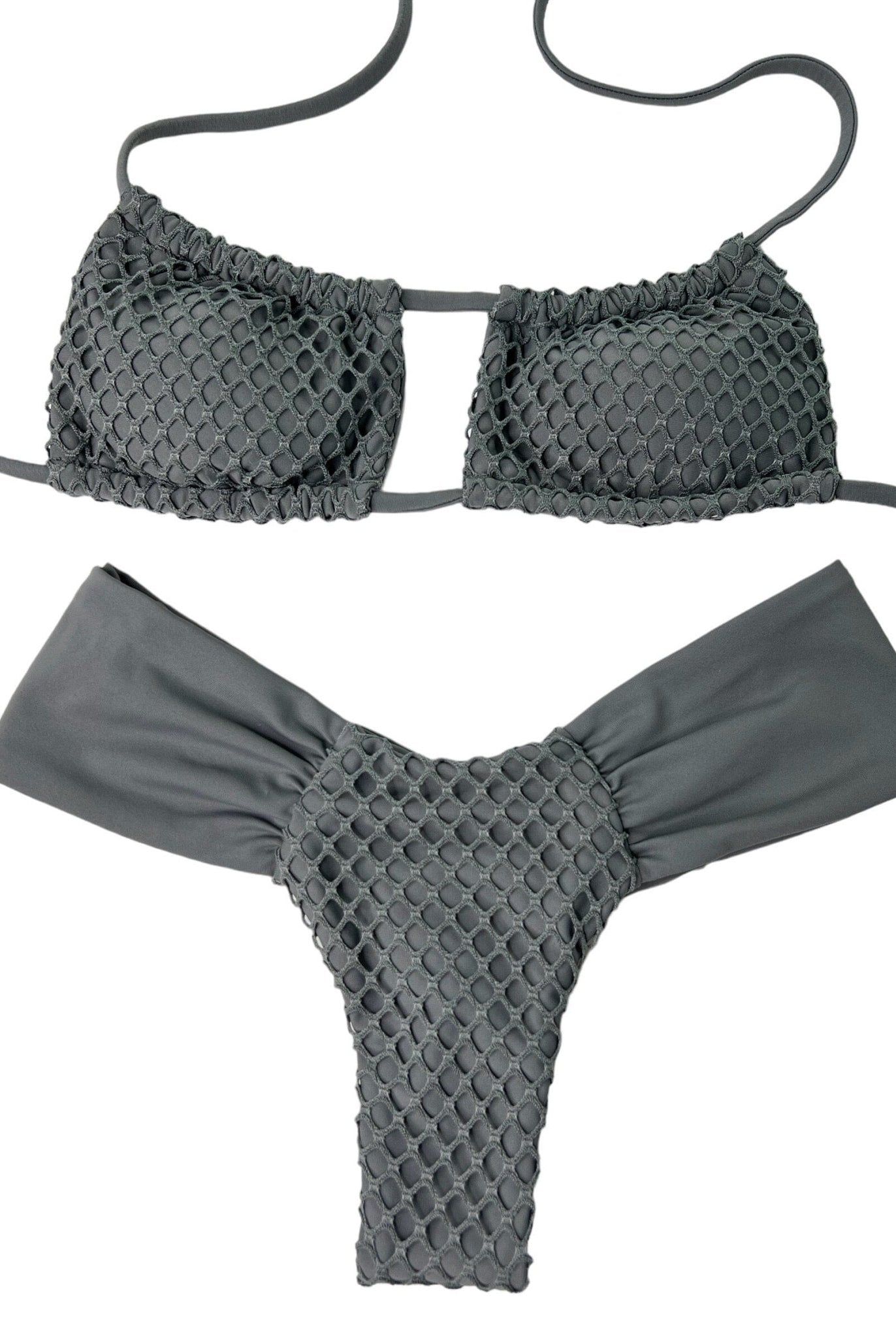 TULUM RUCHED BOTTOM - GRAY - Berry Beachy Swimwear