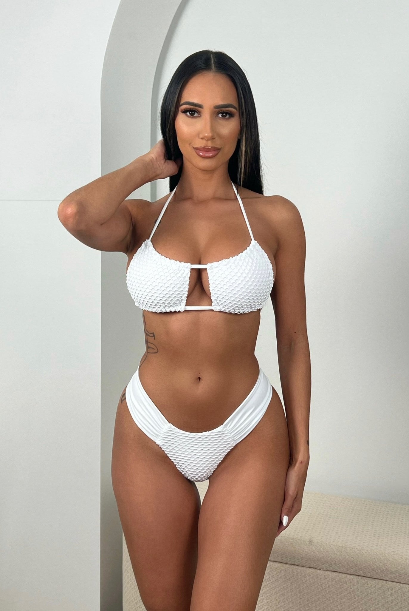 TULUM RUCHED BOTTOM - WHITE - Berry Beachy Swimwear