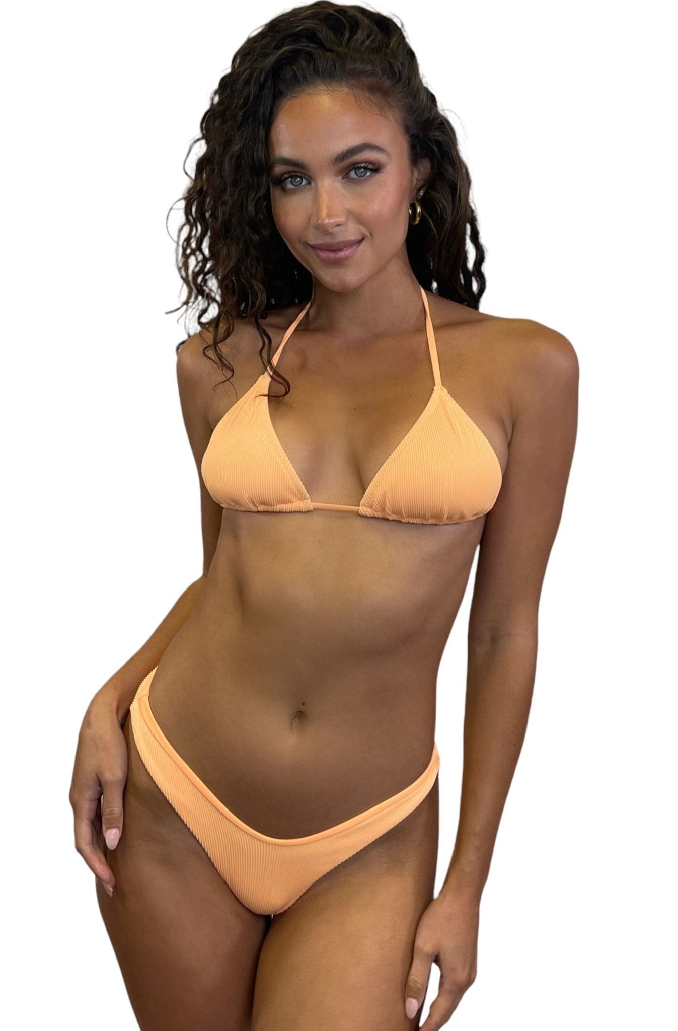 ARISTA TRIANGLE TOP - RIBBED MANGO - Berry Beachy Swimwear