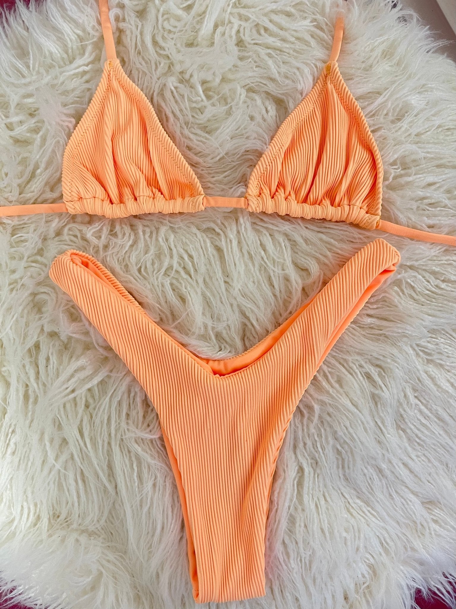 ARISTA TRIANGLE TOP - RIBBED MANGO - Berry Beachy Swimwear
