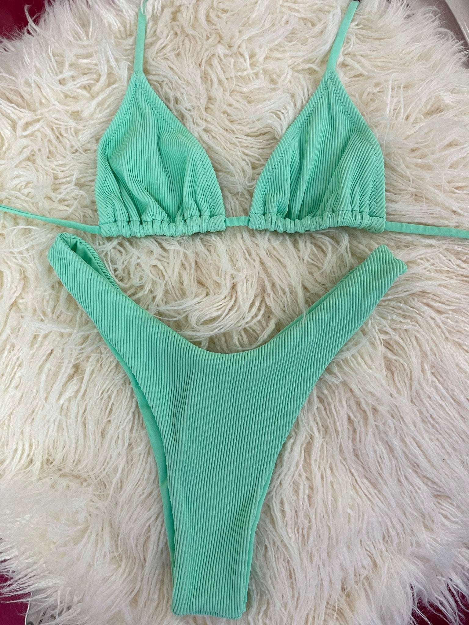 ARISTA TRIANGLE TOP - RIBBED SEA GREEN - Berry Beachy Swimwear