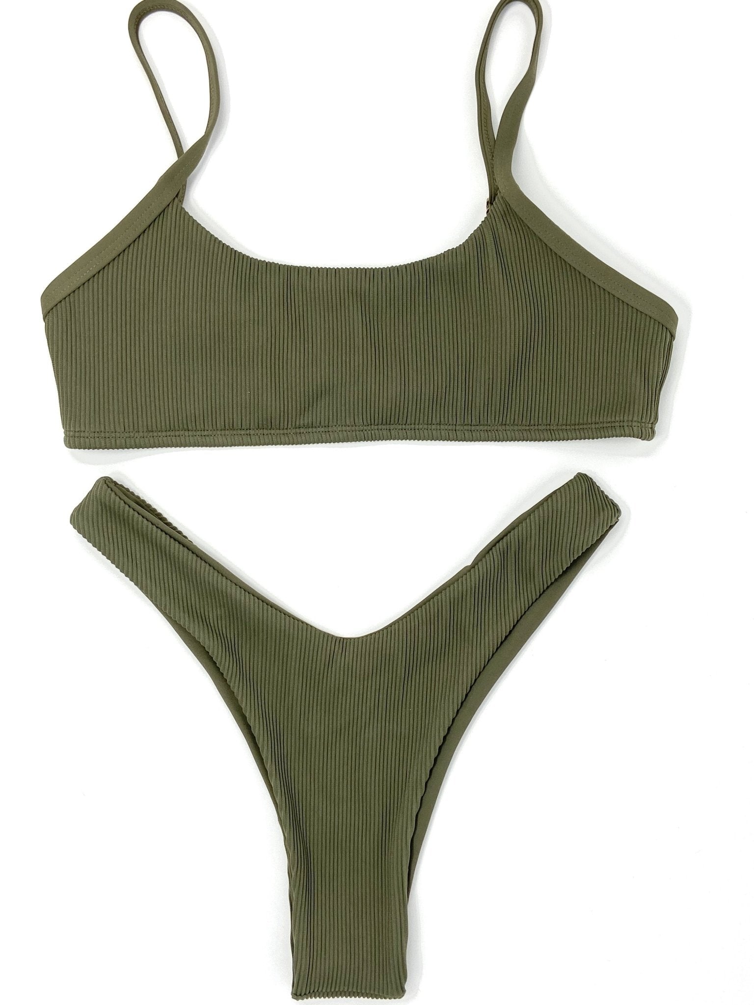 ARISTA Y CUT BOTTOM - OLIVE - Berry Beachy Swimwear