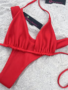 ARISTA Y CUT BOTTOM - RED - Berry Beachy Swimwear