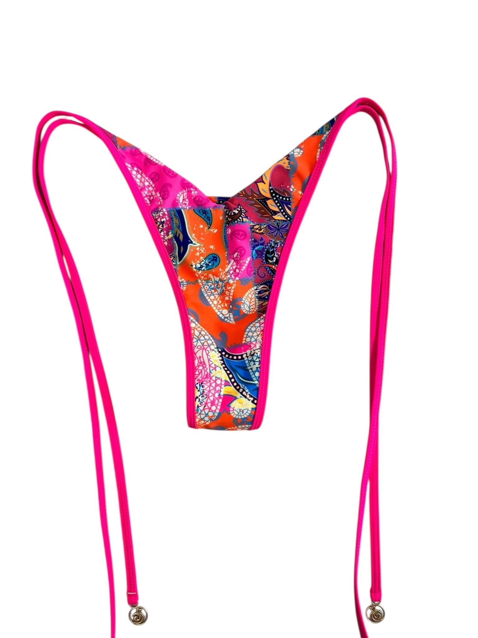 BANDANA BAY LINED V CUT THONG BOTTOM - Berry Beachy Swimwear
