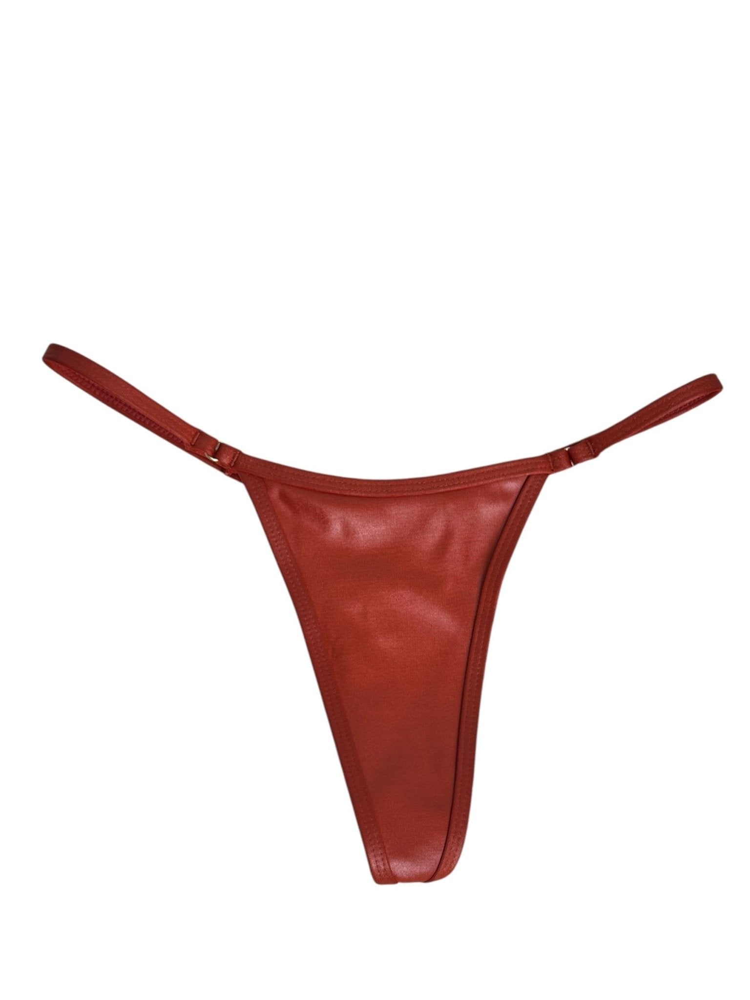 BARELY THERE MICRO THONG BOTTOM - BURNT ORANGE LEATHER - Berry Beachy Swimwear